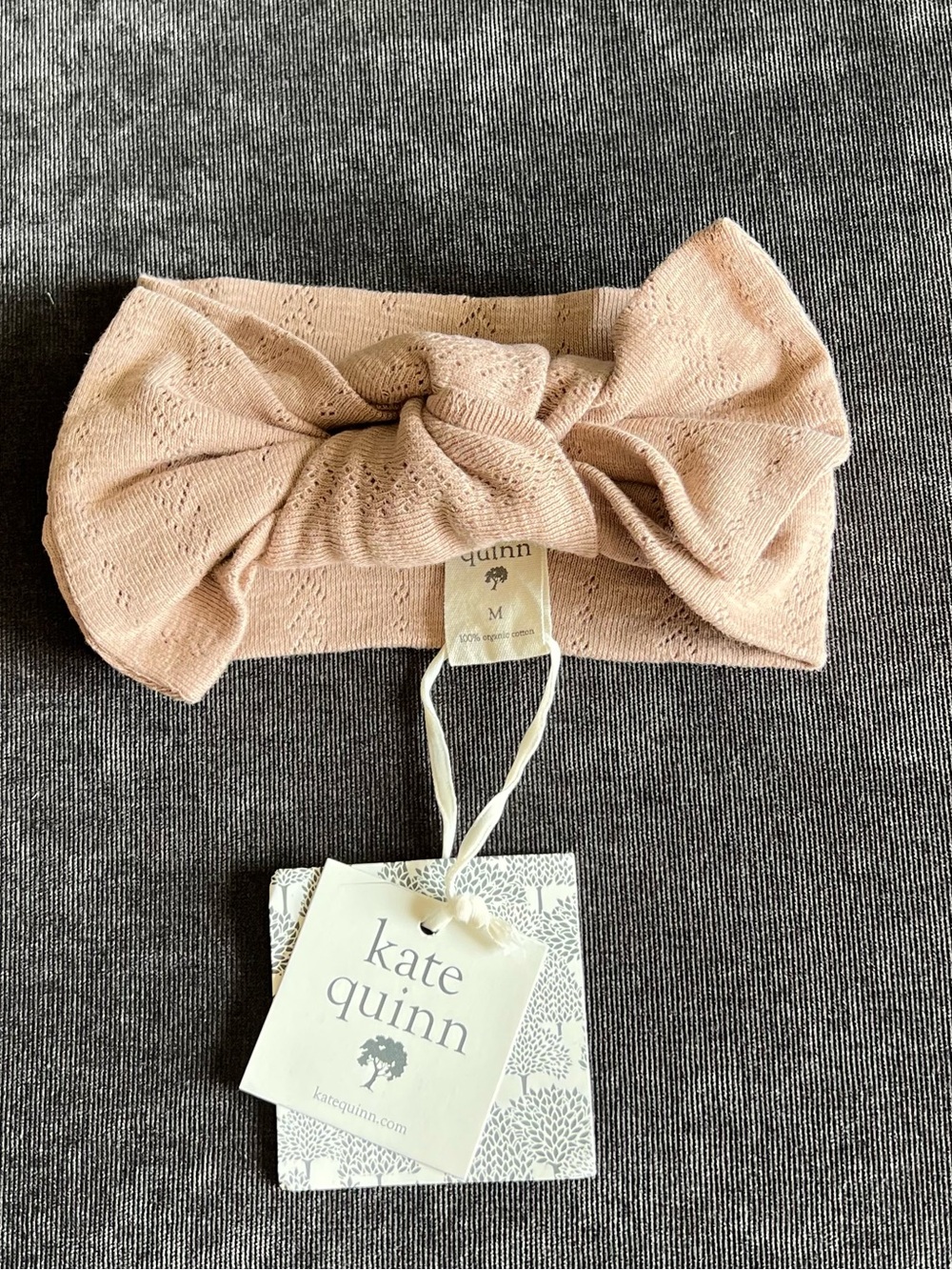 NWT Kate Quinn Organic Cotton Large Bow Pointelle Headband Size Medium 6-12 Mos